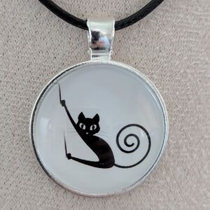 Cute Black Cat Pendant Necklace